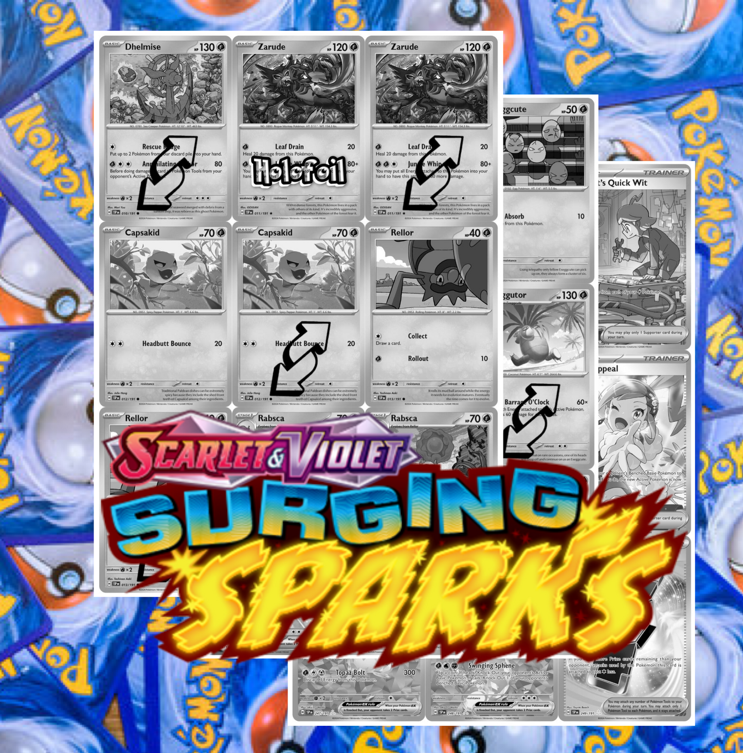 SV08 - Surging Sparks Master Set Tracker (Includes Grayscale Card Placeholders + Holofoil & Reverse Indicators) - Scarlet and Violet Expansion Digital Download