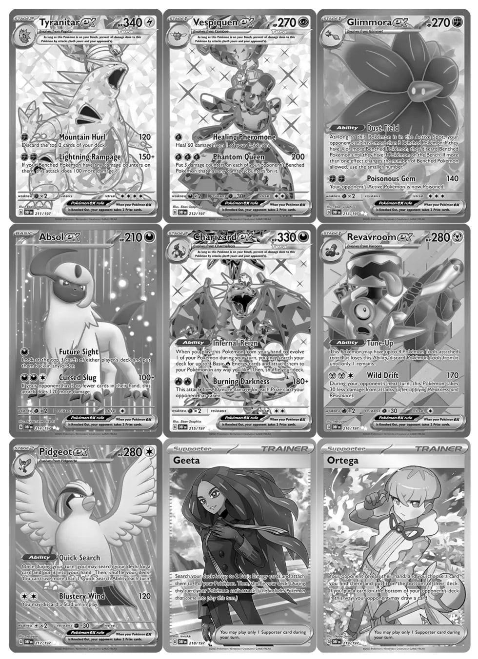 SV03 - Obsidian Flames Master Set Tracker (Includes Grayscale Card Placeholders + Holofoil & Reverse Indicators) - Scarlet and Violet Expansion Digital Download