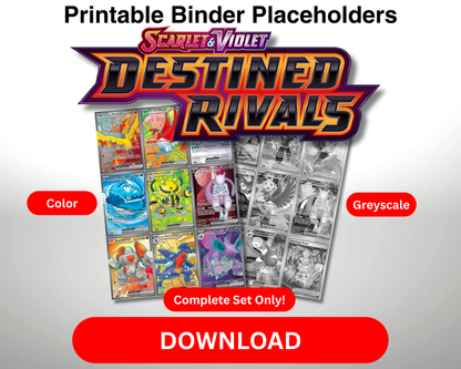 SV10 - Destined Rivals Master Set (Grayscale Placeholders + Holofoil & Reverse) and Complete Set Tracker – Scarlet and Violet Expansion