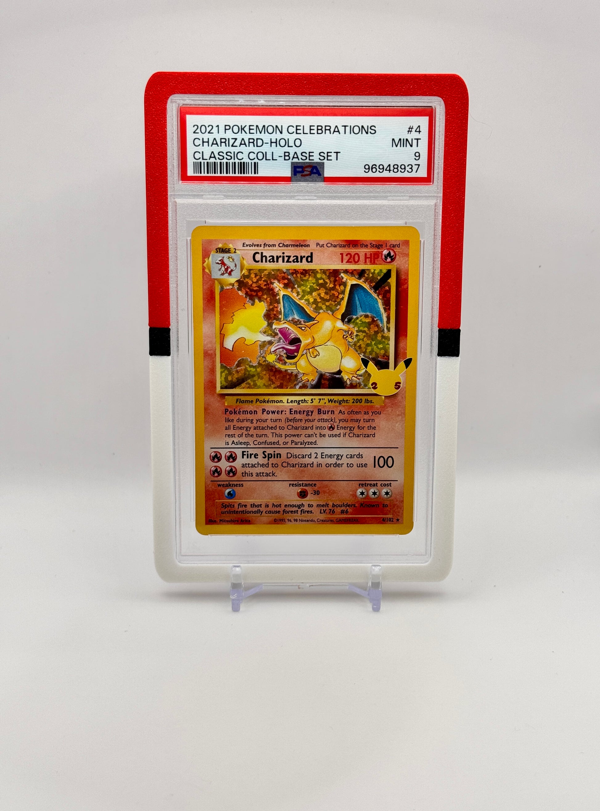Pokémon PSA graded card with 3D printed Pokéball bumper, unique collectible protection, fits PSA slab only