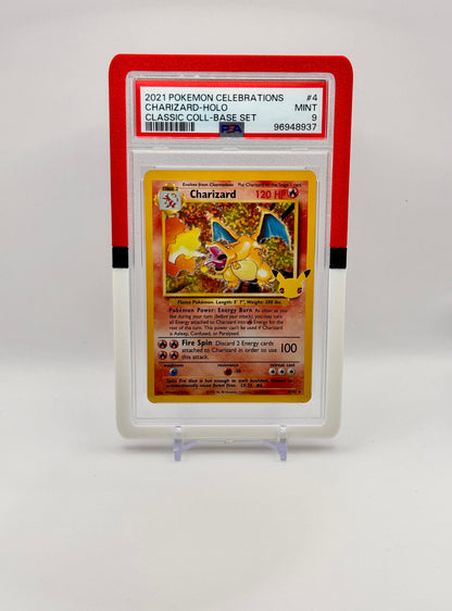 Pokémon PSA graded card with 3D printed Pokéball bumper, unique collectible protection, fits PSA slab only