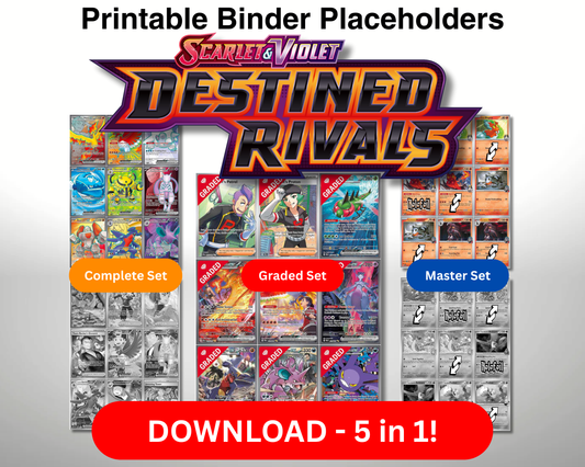SV10 - Destined Rivals Master Set (Grayscale Placeholders + Holofoil & Reverse) and Complete Set Tracker – Scarlet and Violet Expansion