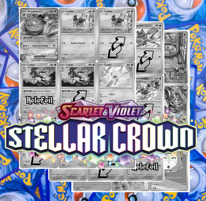 SV07 - Stellar Crown Master Set Tracker (Includes Grayscale Card Placeholders + Holofoil & Reverse Indicators) - Scarlet and Violet Expansion Digital Download