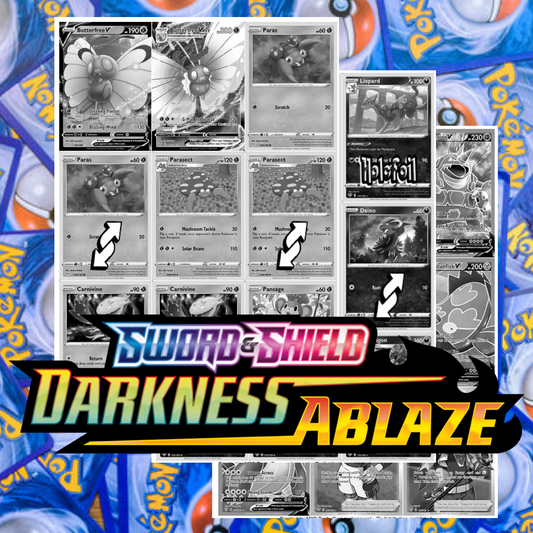 SWSH03 - Sword and Shield - Darkness Ablaze Master Set Tracker (Includes Grayscale Card Placeholders + Holofoil and Reverse Indicators) Digital Download