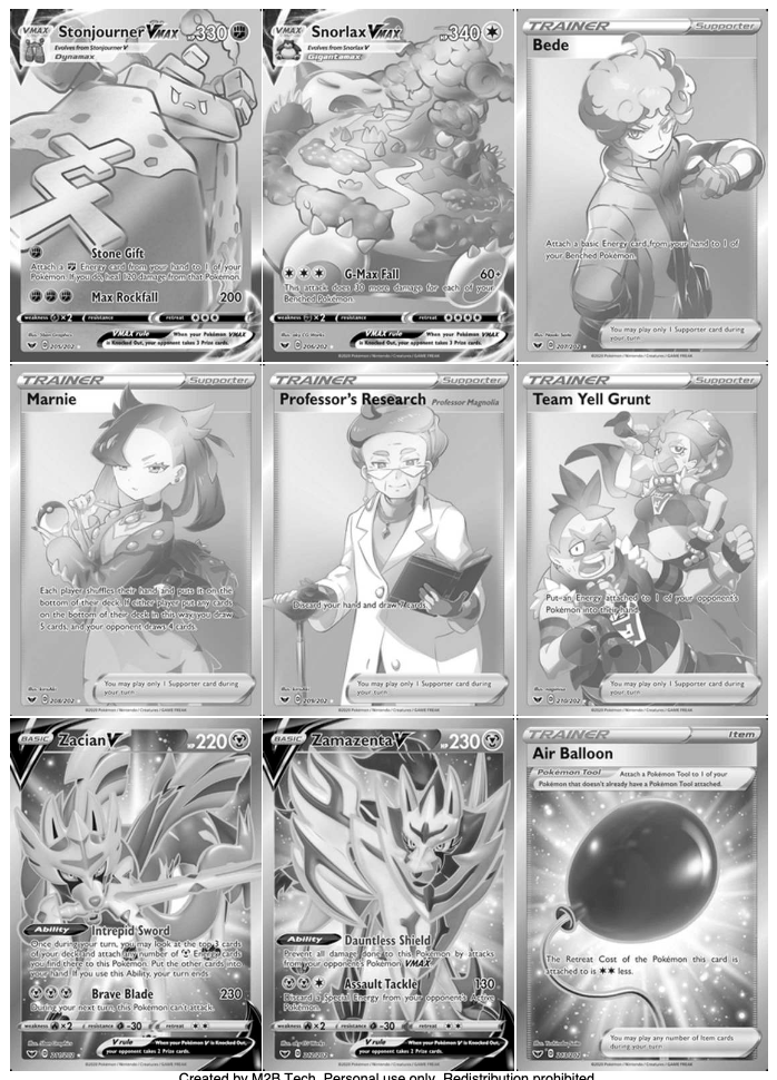 SWSH01 - Sword and Shield Base Set Master Set Tracker (Includes Grayscale Card Placeholders + Holofoil and Reverse Indicators) Digital Download